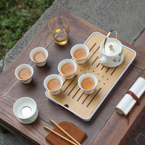 旅行功夫茶具套裝家用陶瓷茶壺茶杯戶外可攜式茶盤中秋商務伴手禮