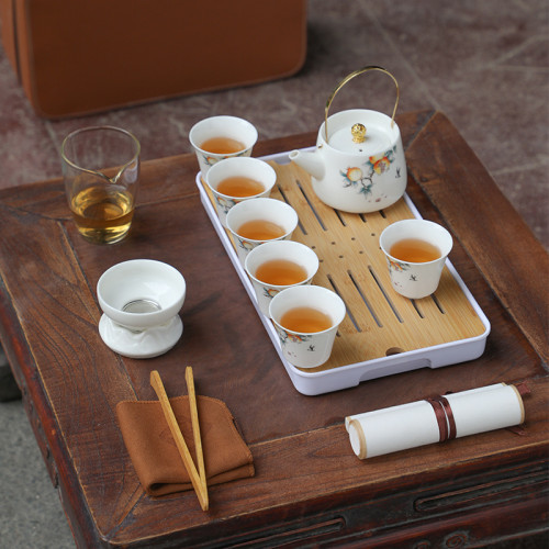 旅行功夫茶具套裝家用陶瓷茶壺茶杯戶外可攜式茶盤中秋商務伴手禮