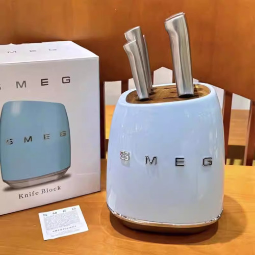 SMEG斯麥格奶油色廚房刀具套裝復古家用不鏽鋼菜刀刀架