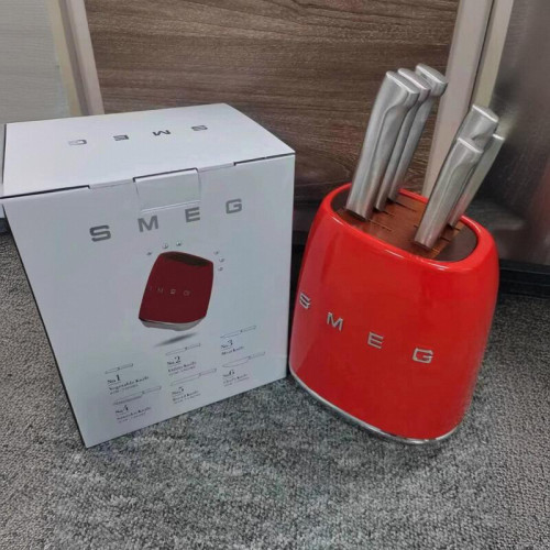 SMEG斯麥格奶油色廚房刀具套裝復古家用不鏽鋼菜刀刀架