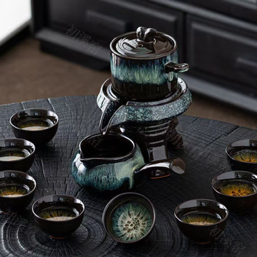 懶人石磨茶具套裝家用風功夫豪華旋轉防燙茶壺杯泡茶整套自動