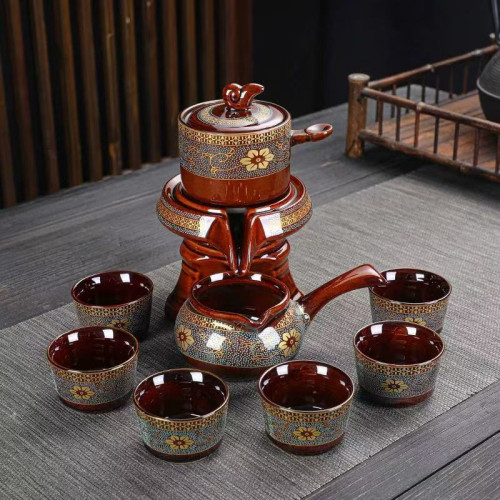 懶人石磨茶具套裝家用風功夫豪華旋轉防燙茶壺杯泡茶整套自動