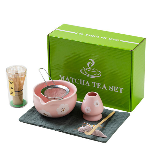 日式抹茶茶具套裝7件套彩盒陶瓷百本立茶筅日本抹茶碗