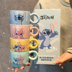 史迪仔曡曡杯可愛卡通陶瓷杯家用杯子伴手禮馬克杯情侶水杯咖啡杯