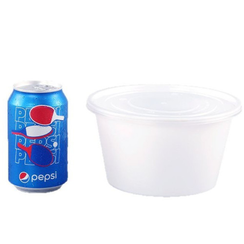 一次性塑膠餐盒圓形打包盒加厚全新食品級塑膠碗帶蓋高檔外賣湯碗