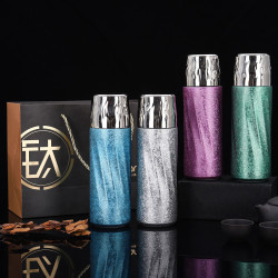 高顔值鈦杯覆鈦雙層真空保溫杯禮盒套裝高檔商務禮品套裝泡茶杯子