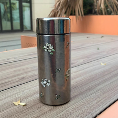 純鈦保溫杯雙層可攜式女士口袋杯戶外小容量上學辦公水杯200ml茶杯