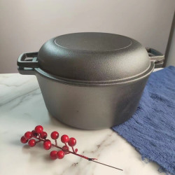 鑄鐵鍋26cm兩用煎鍋烘焙麵包鍋燉鍋加厚無塗層湯鍋荷蘭鍋雙耳乾鍋