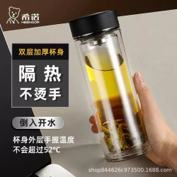 希諾雙層玻璃杯禮盒裝男女士商務泡茶杯耐高溫大容量隔熱防燙水杯