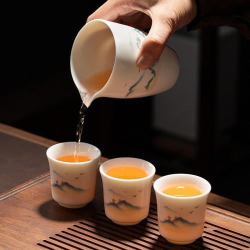 高檔羊脂玉白瓷功夫茶具套裝整套家用蓋碗茶杯禮盒裝商務伴手禮品