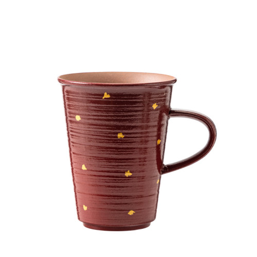 漆紅灑金老巖泥粗陶咖啡杯喝水杯陶瓷高顔值陶瓷杯下午茶杯定