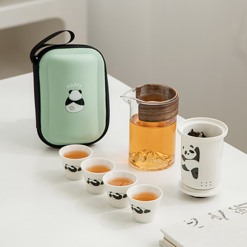 熊貓快客杯戶外旅行茶具套裝可攜式隨身泡茶壺商務禮品活動伴手禮