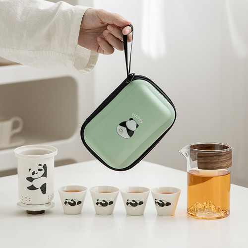 熊貓快客杯戶外旅行茶具套裝可攜式隨身泡茶壺商務禮品活動伴手禮