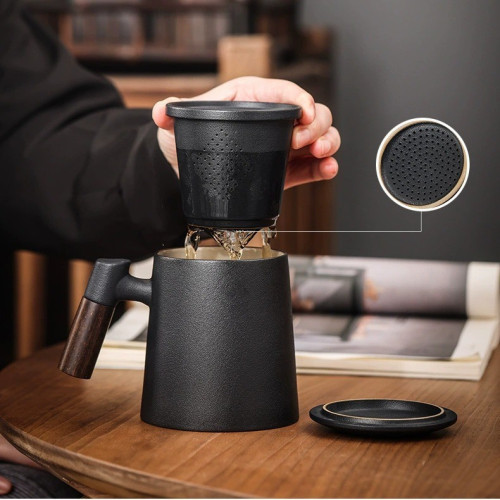 陶瓷茶水分離泡茶杯子男士個人專用辦公室帶過濾茶漏高檔水杯 陶瓷茶水分離泡茶杯子男士個人專用辦公室帶過濾茶漏高檔水杯