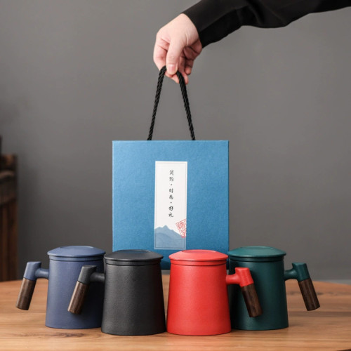 漸變辦公杯陶瓷個人專用手柄帶蓋馬克杯家用茶水分離泡茶杯男士水 漸變辦公杯陶瓷個人專用手柄帶蓋馬克杯家用茶水分離泡茶杯男士水