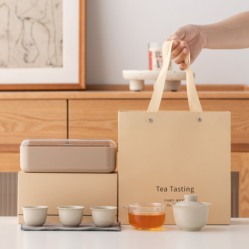 露營出差便捷旅行茶具茶盤套裝陶瓷快客杯一壺三杯家用戶外泡茶壺