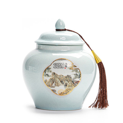 新品陶瓷茶葉罐空禮盒紅茶綠茶龍井高檔茶道配件普洱茶存儲罐防潮