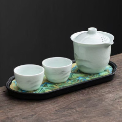 黑陶吸水壺承國潮家用速乾茶承小型乾泡台茶盤茶托盤功夫茶具配件