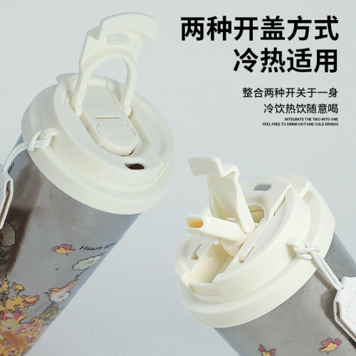 純鈦咖啡杯子保溫杯女生高顔值可攜式隨手杯大容量男士車用雙層
