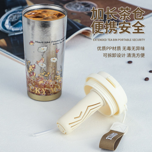 純鈦咖啡杯子保溫杯女生高顔值可攜式隨手杯大容量男士車用雙層