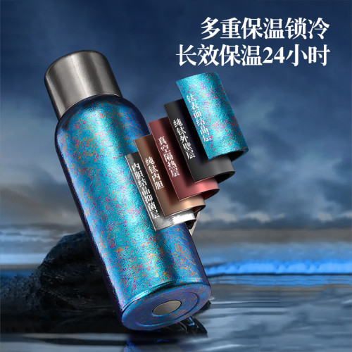純鈦內膽大容量保溫壺機械顯溫蓋燜茶杯辦公室家用保溫瓶商務禮品