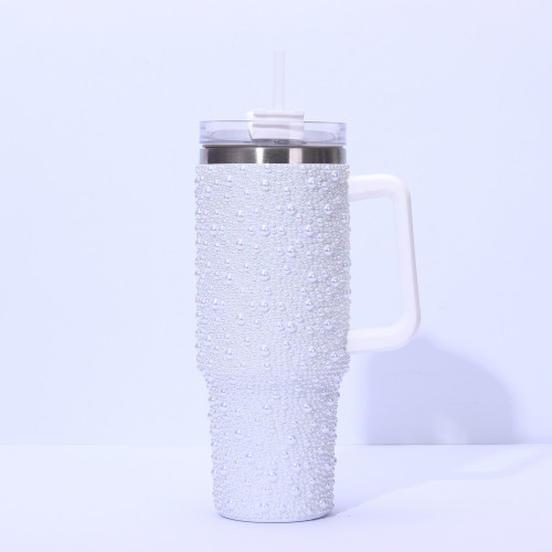 珍珠鑽40oz汽車杯帶手柄可攜式車用汽車杯不鏽鋼保溫杯水杯