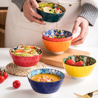 碗具套裝復古波西米亞餐具陶瓷碗碟飯碗大湯碗盤陶瓷廚房家用