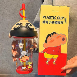 新款蠟筆小新嘟嘟嘴水杯女生高顔值學生上學卡通吸管杯大容量杯子