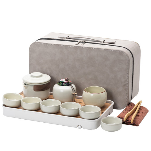 汝窰黃旅行茶具套裝功夫泡茶壺陶瓷快客杯一壺三杯活動伴手禮 汝窰黃旅行茶具套裝功夫泡茶壺陶瓷快客杯一壺三杯活動伴手禮