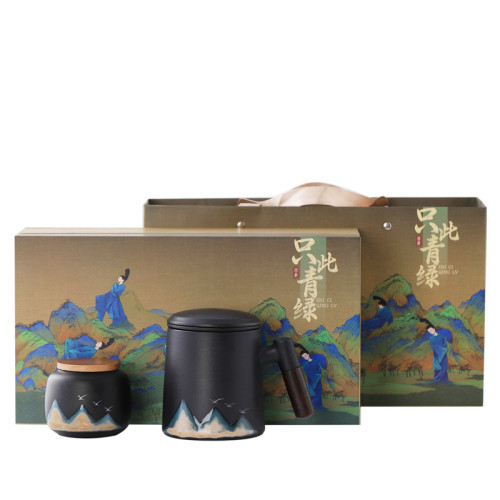 粗陶辦公杯茶水分離馬克杯周年慶年會開業活動伴手禮