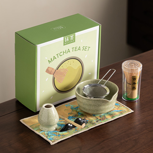 抹茶碗套裝七件套點茶工具陶瓷抹茶碗百本立茶筅打抹帶嘴抹茶碗