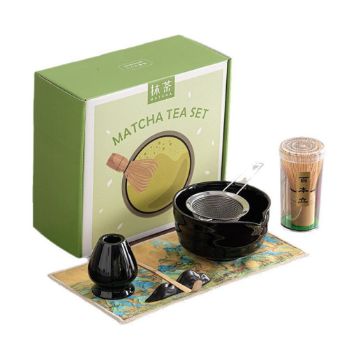 抹茶碗套裝七件套點茶工具陶瓷抹茶碗百本立茶筅打抹帶嘴抹茶碗