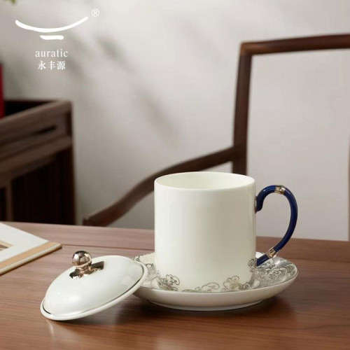 永豐源 先生瓷海上明珠350ml陶瓷茶杯水杯蓋杯辦公杯家用輕奢禮品