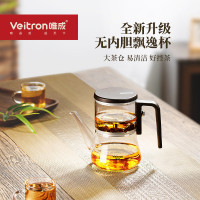 無內膽飄逸杯黑胡桃木色橡膠木色功夫小壺茶水分離高硼矽玻璃杯