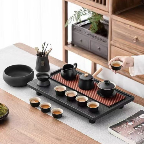 召柳豪華陶瓷煮茶壺茶杯功夫茶具提梁壺全套戶外客廳套裝禮盒裝伴