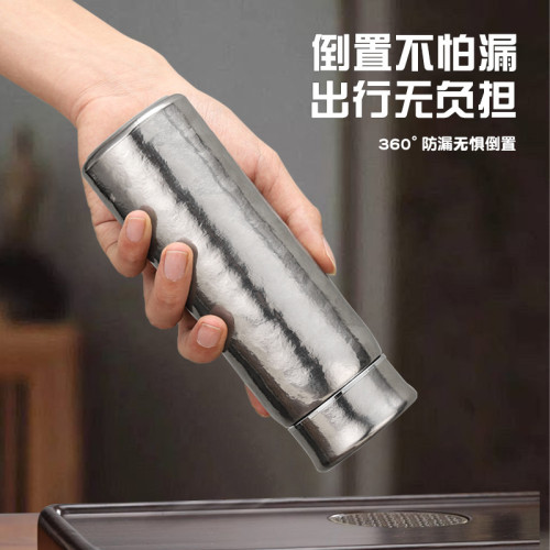 大胖杯高顔值純鈦保溫杯300ML商務禮品杯車用大冰花純鈦水杯