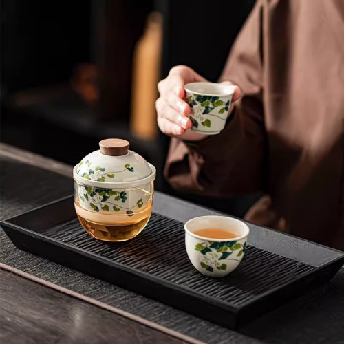 草木灰國風旅行茶具套裝戶外泡茶可攜式收納快客杯高顔值創意茶具