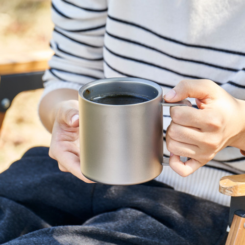 鈦杯純鈦馬克杯戶外露營水杯上班族辦公泡茶杯雙層防燙帶茶濾杯子