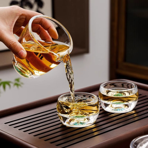 綠松石水晶玻璃茶具套裝輕奢蓋碗茶杯高級家用整套功夫茶具可定
