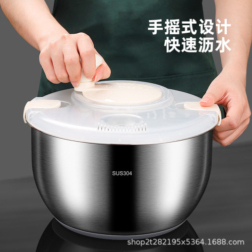 新款304不鏽鋼蔬菜脫水器炸串甩油耐高溫大容量商用沙拉瀝水籃