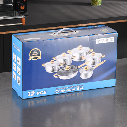 鍋具套裝彩色不沾鍋12pcs煎鍋湯鍋12件套cookware set pots