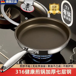 有鈦合金平底鍋家用不沾無塗層烙餅牛排煎鍋瓦斯爐電磁爐專用鈦鍋