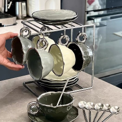 創意歐式輕奢復古咖啡杯架掛架水杯架收納架倒掛瀝水架辦公室家居