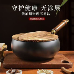 正宗章丘手工鐵鍋大肚鍋新款古法鍛打炒鍋炒菜鍋無塗層家用不沾鍋