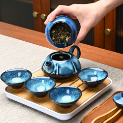 星空盞可攜式旅行茶具商務禮品伴手禮盒窰變茶具套裝