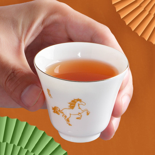 日式十二生肖功夫茶具套裝羊脂玉家用日式整套茶杯蓋碗陶瓷禮盒裝