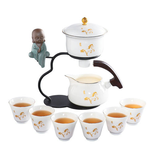 日式十二生肖功夫茶具套裝羊脂玉家用日式整套茶杯蓋碗陶瓷禮盒裝