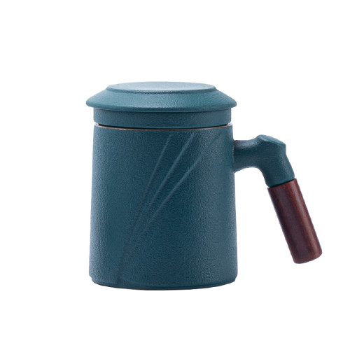 陶瓷水杯辦公杯茶水分離帶過濾辦公家用泡茶杯馬克杯