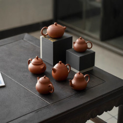 原礦紫砂硃泥茶壺功夫茶具家用思亭壺球孔過濾手執壺單壺茶壺
