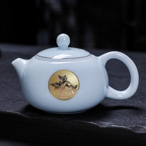 高檔羊脂玉影青整套功夫茶具三才蓋碗茶壺禮盒套裝辦公家用伴手禮